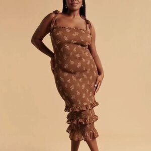 Abercrombie & Fitch Brown Floral Midi Dress